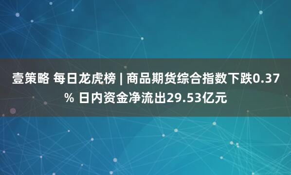 壹策略 每日龙虎榜 | 商品期货综合指数下跌0.37% 日内资金净流出29.53亿元